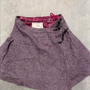 Maeve Plum A-Line Skirt with Buckle Accents